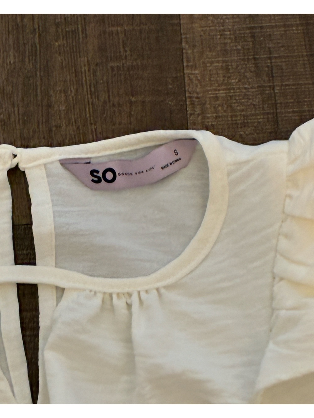SO Cream Ruffle Strap Tank - Picture 3 of 5